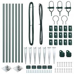 Set de poteaux de clôture avec pointe 7 pcs Vert Ø32mm 100 cm