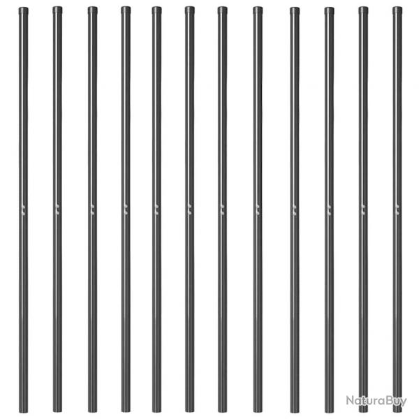 Poteaux de clture 12 pcs Gris 210 cm Acier peint par poudre