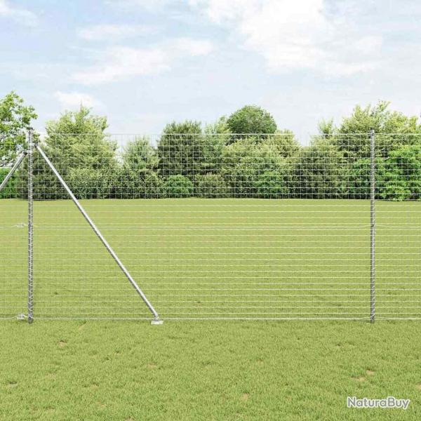 Set de poteaux de clture 7 pcs Argent 32mm 160 cm