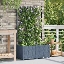 Jardinier avec treillis 2 pcs Gris clair 80x40x143 cm