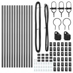 Ensemble de poteaux de clôture 13 pcs Gris Ø32mm 100 cm Acier