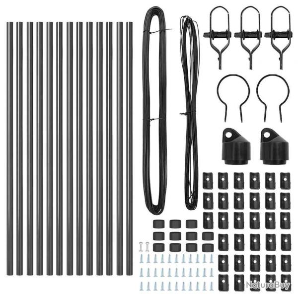 Ensemble de poteaux de clture 13 pcs Gris 32mm 100 cm Acier
