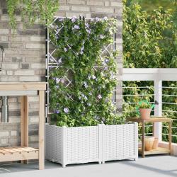 Jardinier avec treille 2 pcs blanc 80x40x143 cm