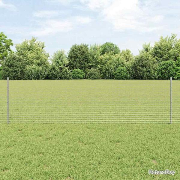 Clture en Fil Soud avec 5 Pieux en U Argent 0,6x10 m Acier