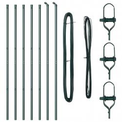 Ensemble de poteaux de clôture 7 pcs Vert Ø32mm 160 cm Métal