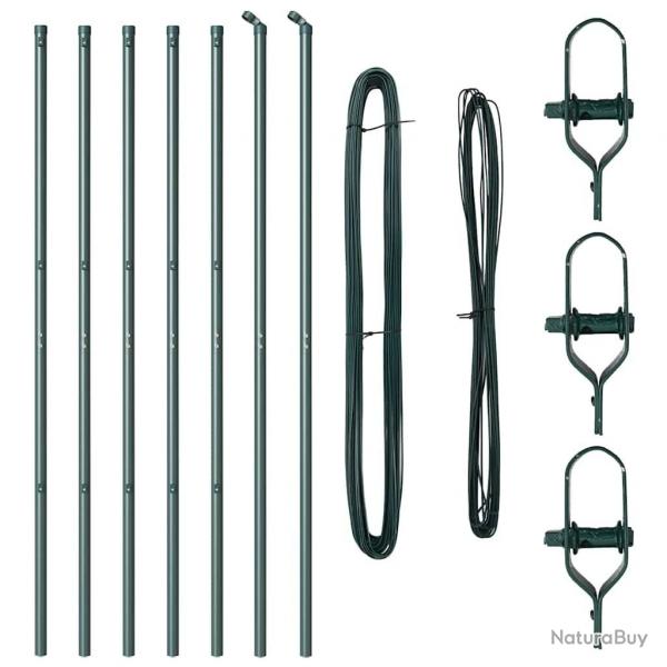 Ensemble de poteaux de clture 7 pcs Vert 32mm 160 cm Mtal