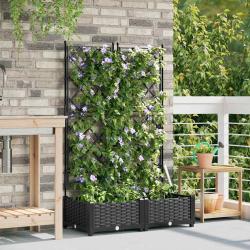 Jardinière de jardin avec treillis 2 pcs Noir 80x40x125.5 cm