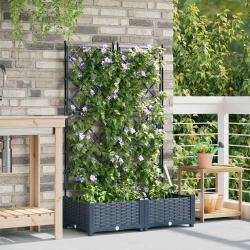 Jardinière de jardin avec treillis 2 pcs Grise 80x40x125.5 cm