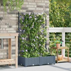 Jardinière avec treillis 2 pcs Gris clair 80x40x125,5 cm