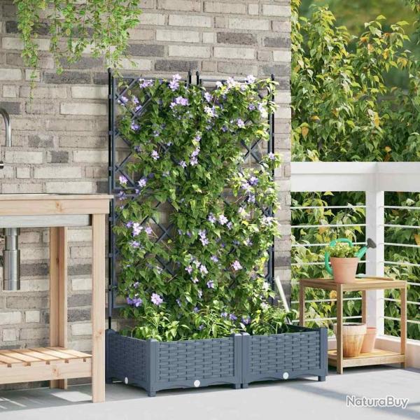 Jardinire avec treillis 2 pcs Gris clair 80x40x125,5 cm