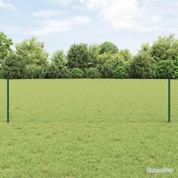Poteaux de clture 5 pcs U-Chanel Vert 120 cm Acier