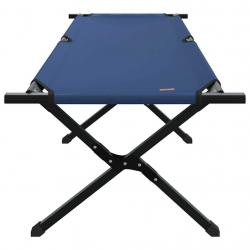 Lit de plage pliant avec sac de transport bleu en tissu Oxford 600D.