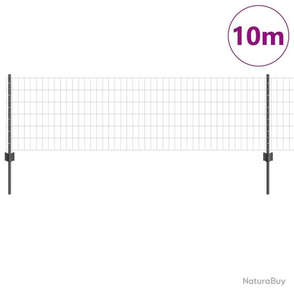 Clture Euro avec 5 Piquets en U Grise 0,6x10 m Acier