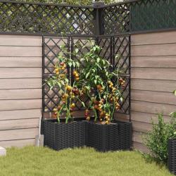 Jardinière avec treillis 3 pcs Noir 80x80x143 cm
