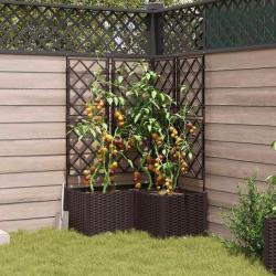 Jardinière de Jardin avec Treillis 3 pcs Brun 80x80x143 cm