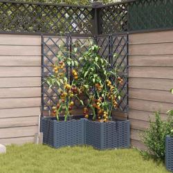 Jardinière avec treillis 3 pcs Gris clair 80x80x143 cm