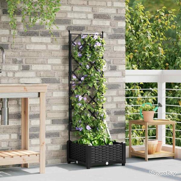 Jardinire de Jardin avec Treillis Noire 40x40x125.5 cm