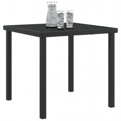 Table de jardin Noir 80x80x73 cm en Verre Trempé