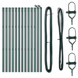 Pieux de clôture 13 pcs Vert Ø32mm 160 cm Métal