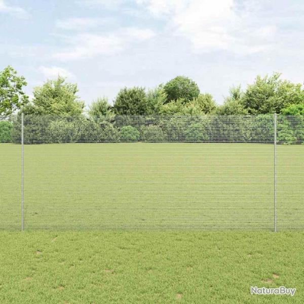 Clture en fil soud avec 10 poteaux U Argent 1.4x10 m Acier