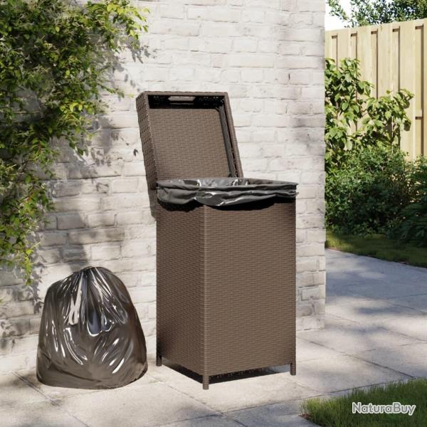 Poubelle marron 40x40x80 cm rsine tresse