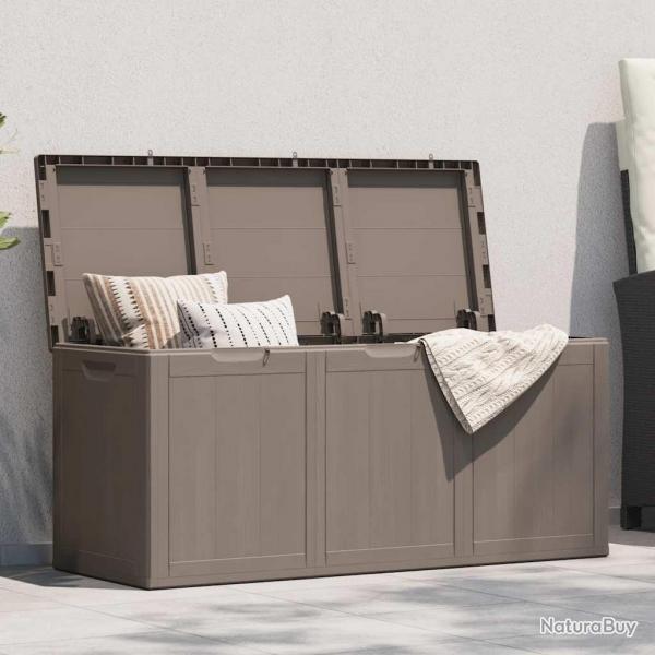 Bote de rangement de jardin 270 L Marron PP aspect bois