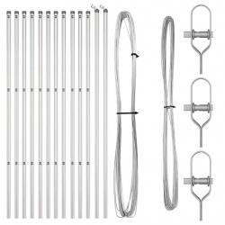 Jeu de poteaux de clôture 13 pcs Argent Ø32mm 160 cm