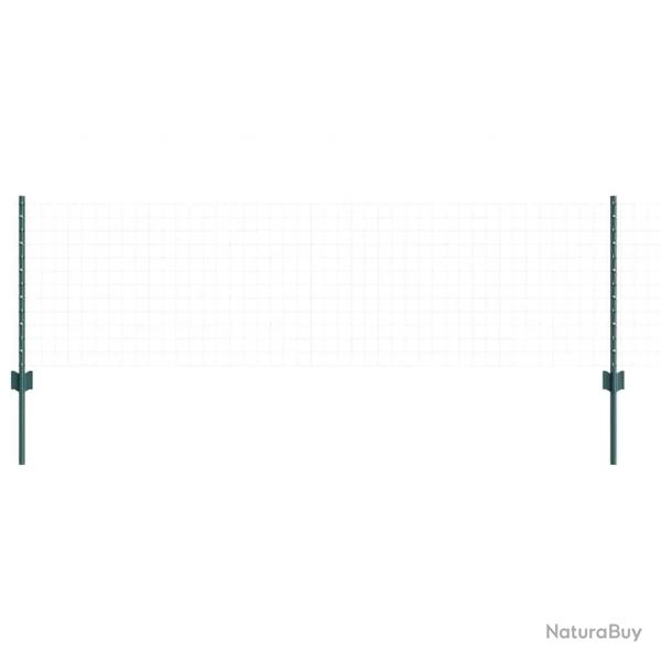 Poteaux de clture 11 pcs en U vert 60 cm en acier