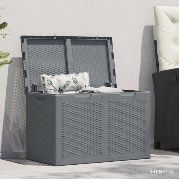 Bote de rangement de jardin gris PP rotin 180 L