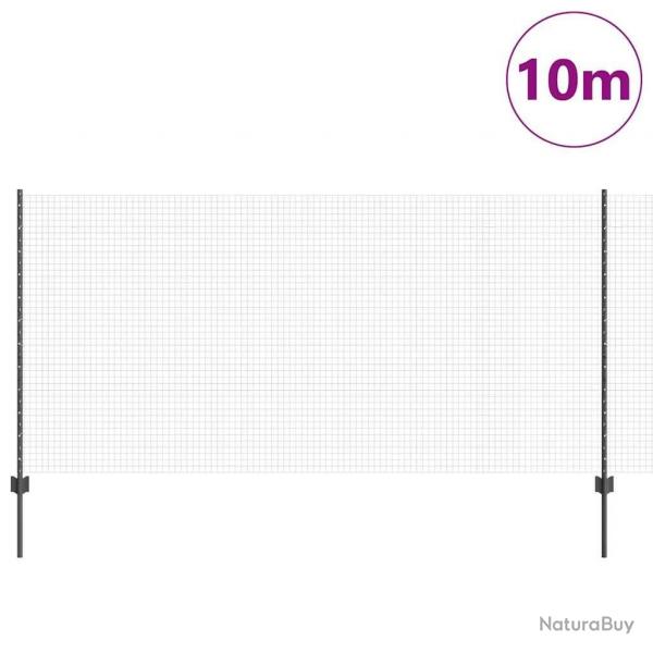 Clture soude avec 10 poteaux gris 1,2x10 m en acier