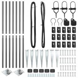 Set de poteaux de clôture 7 pcs Gris Ø32mm 160 cm Métal