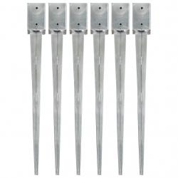 Piquets au sol 6 pcs Argenté 9x9x90 cm Acier galvanisé