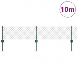 Clôture en Maillon avec 10 Poteaux U Verte 0.4x10 m Acier