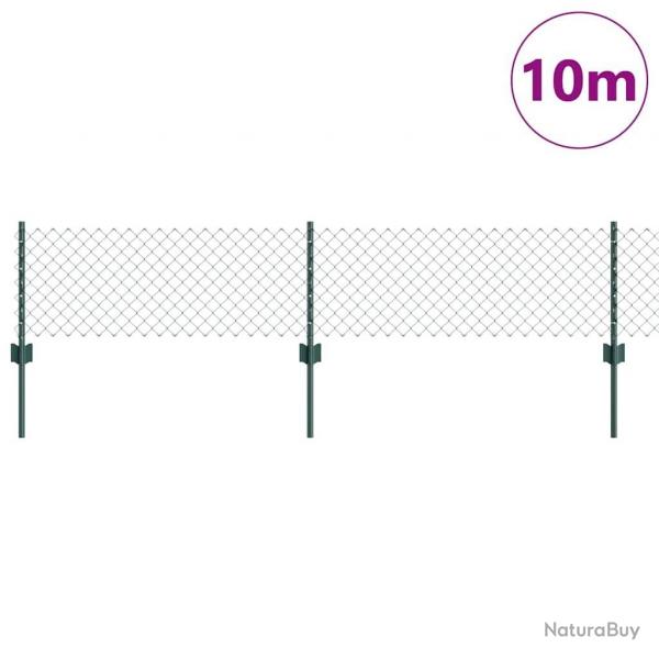 Clture en Maillon avec 10 Poteaux U Verte 0.4x10 m Acier