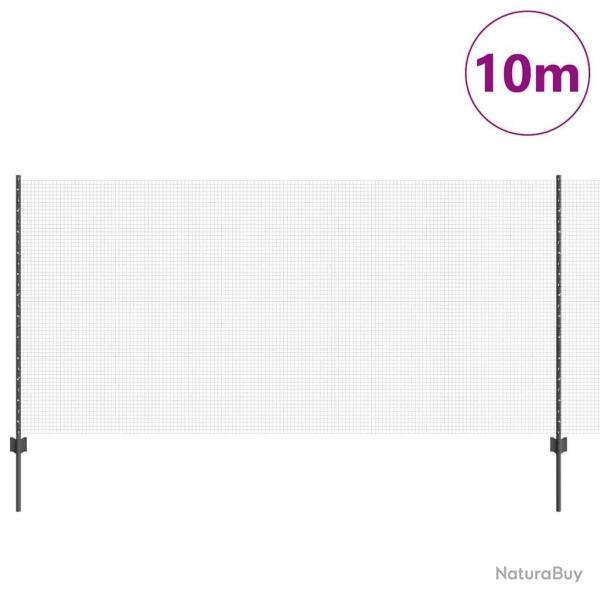 Clture en grille soude avec 10 poteaux U gris 1.2x10 m en acier