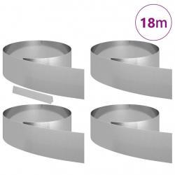 Bordure de jardin 4 pcs Argent 450 x 20 cm Acier galvanisé
