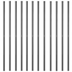 Poteaux de clôture 12 pcs Gris 180 cm Acier peint par poudre