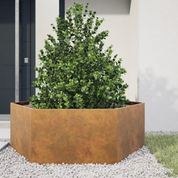 Jardinire hexagone 138x120x45 cm acier patinable