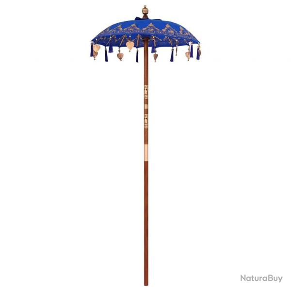 Parasol balinais Autre Bleu x 260 cm Coton et bois massif