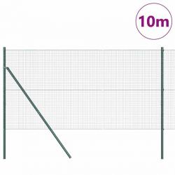Clôture en fil soudé avec 7 poteaux Verte 1,2x10 m Acier