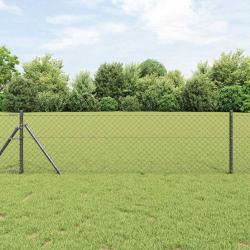 Jeu de Poteaux de Clôture Gris 0.8 x 10 m Acier galvanisé