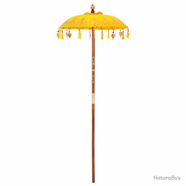 Parasol balinais Autre Jaune x 260 cm Coton et bois massif