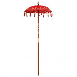 Parasol balinais Autre Rouge x 260 cm Coton et bois massif