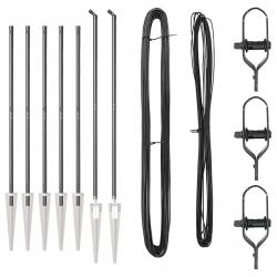 Set de poteaux de clôture 7 pcs Gris Ø32mm 160 cm Métal