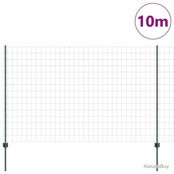 Clture Euro avec 5 poteaux U Verte 1,6x10 m Acier
