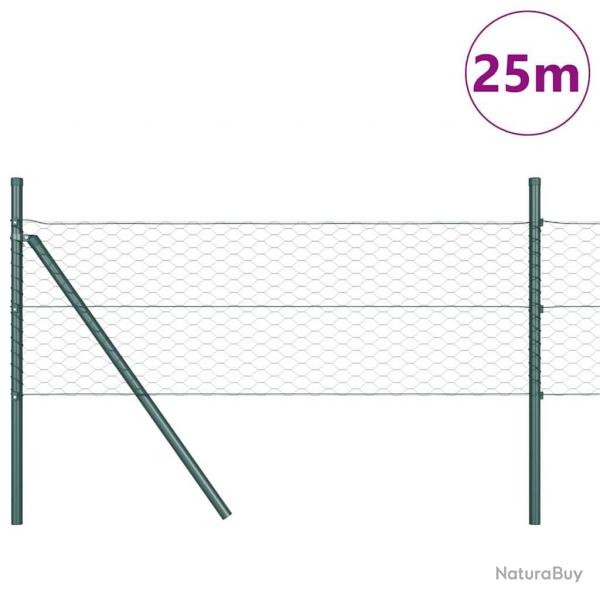 Kit de Clture Lot de 2 Vert Fort Acier Revtu 25 x 0,5 m