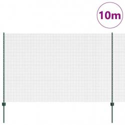 Clôture en fil soudé avec 5 poteaux en U Vert 1,6x10 m Acier