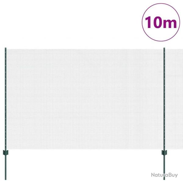 Clture en fil soud avec 5 poteaux en U Vert 1,6x10 m Acier
