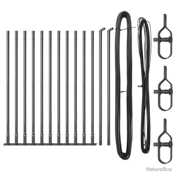 Ensemble de pieux de clture 13 pcs Gris 32mm 160 cm Bton