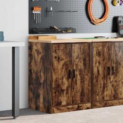 Armoire de rangement de garage chêne fumé 60x51x85 cm bois pin